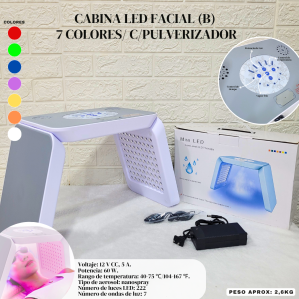 CABINA LED FACIAL (B) 7 COLORES C/PULVERIZADOR